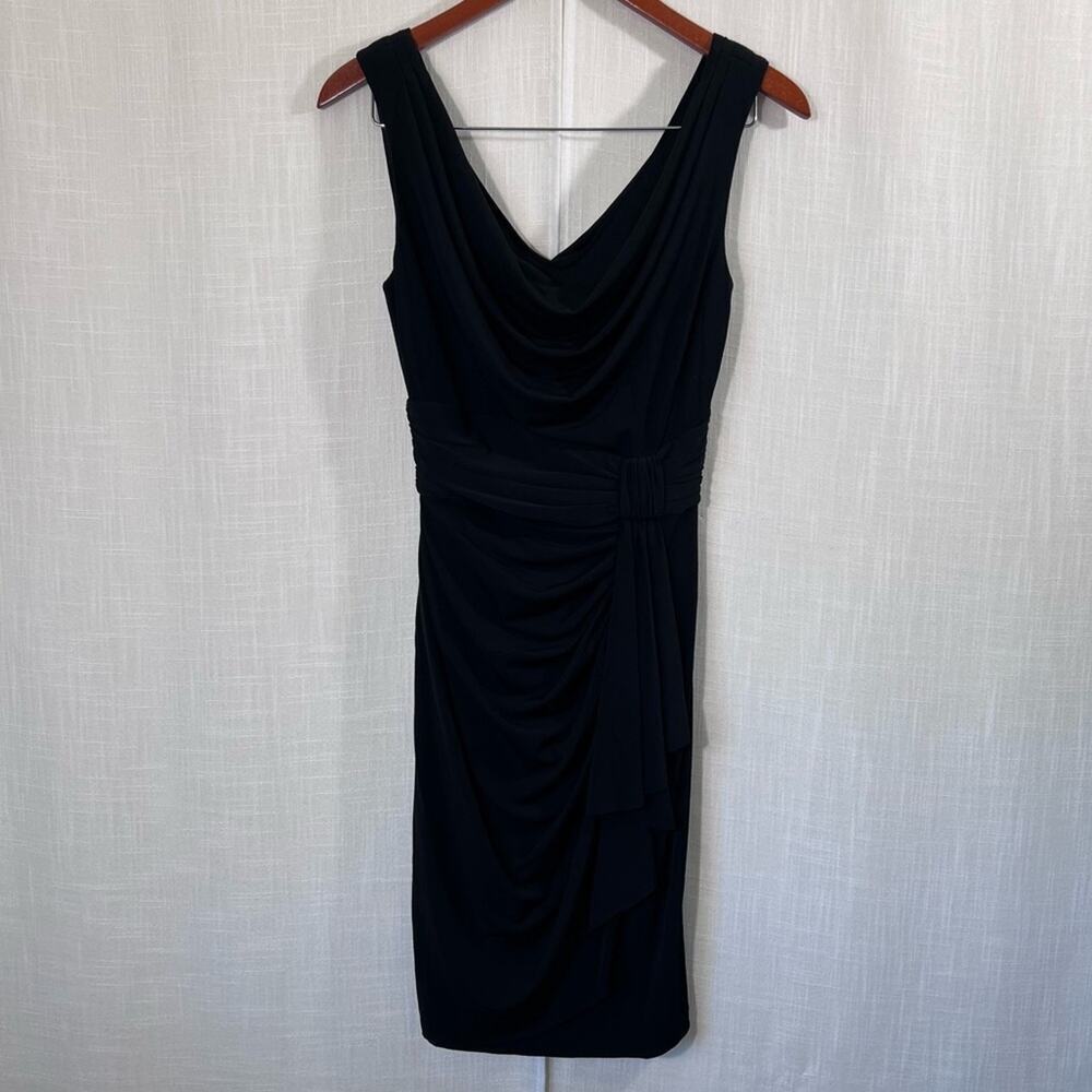 White House Black Market Drape Front Faux Wrap Little Black Dress Size 2
